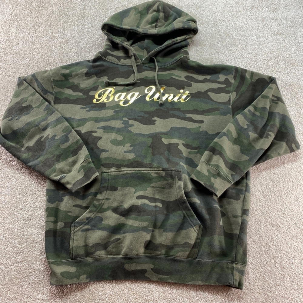 Independent Trading Co Bag Unit Camouflage Hoodie Mens Size Medium Gold‎ Logo